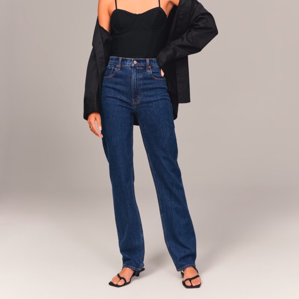 90s straight ultra high rise - Abercrombie dark wash